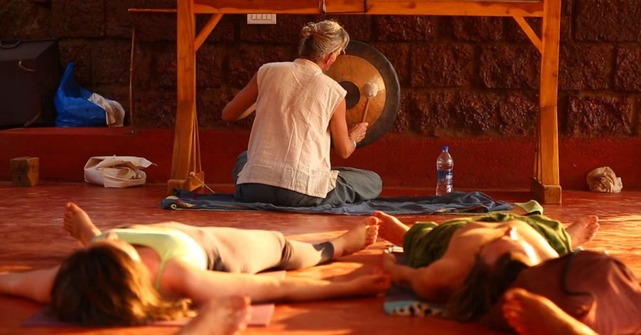 Gong-meditation in 200 hours yic course in gokarna, india