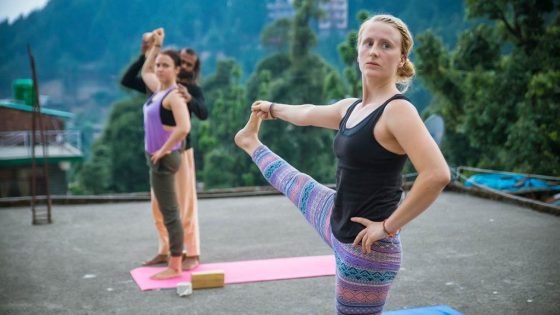 utthita hasta padangusthasana outdoor yoga in shree hari yoga school