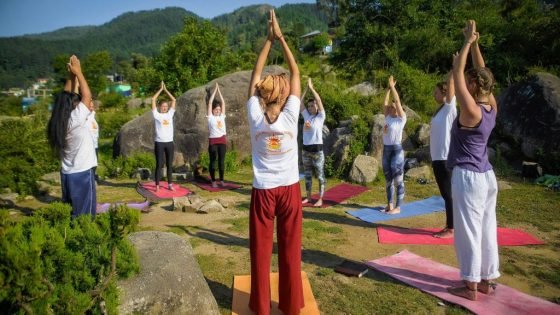 Sun salutation hatha yoga at shree hari yoga school in dharamsala, india