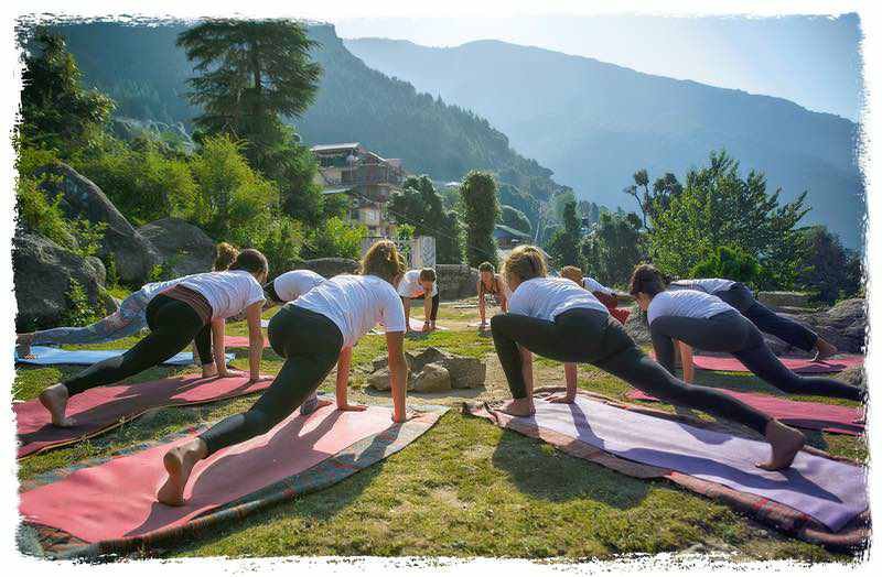 ashwasanchalanasana(1) | Yoga Teacher Training in India at Shree Hari School | Certified YTT course outdoor yoga class in the mountains