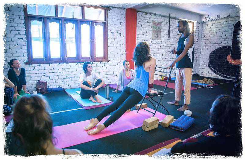 iyengar-chair-inside | Yoga Teacher Training in India at Shree Hari School | Certified YTT course iyengar yoga class in dharamshala