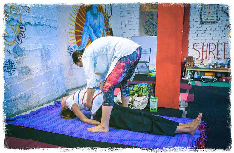 maurasana | Yoga Teacher Training in India at Shree Hari School | Certified YTT course Students practice alignment of hatha yoga fishpose