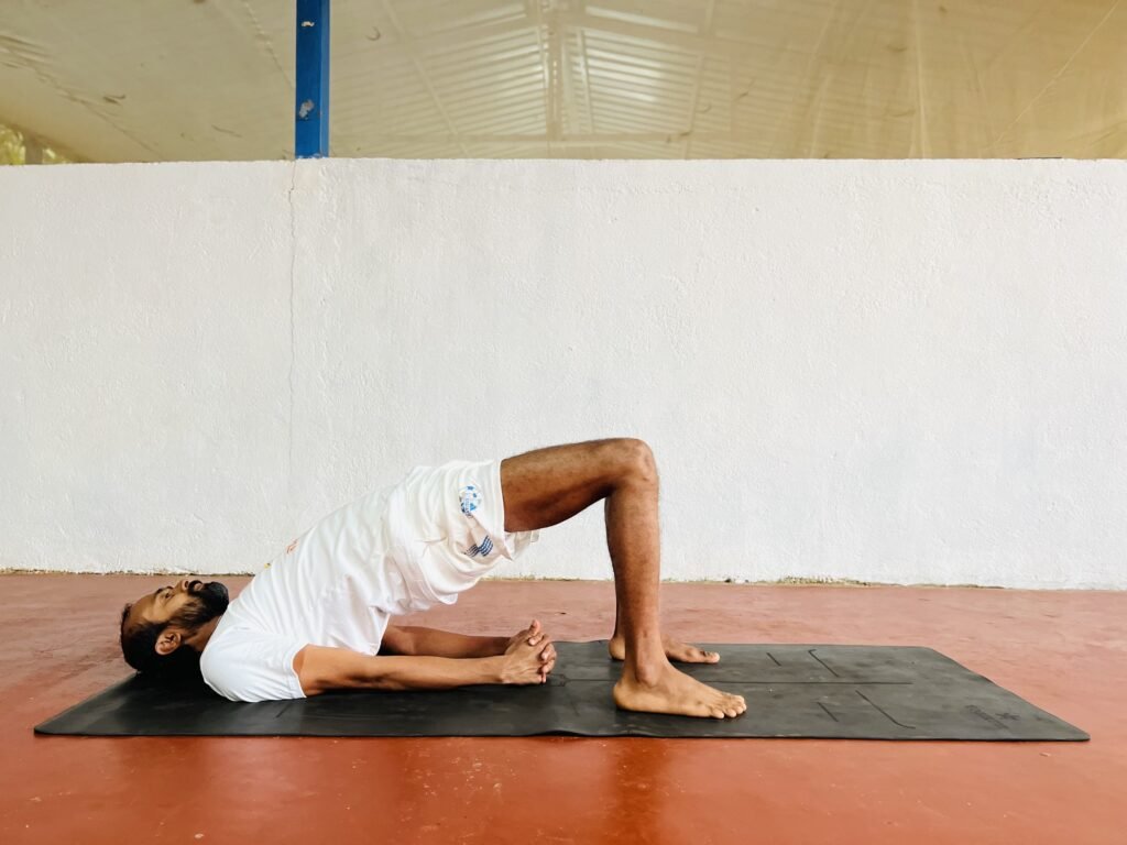 Supported Bridge Pose | Yoga Teacher Training in India at Shree Hari School | Certified YTT course Supported Bridge Pose